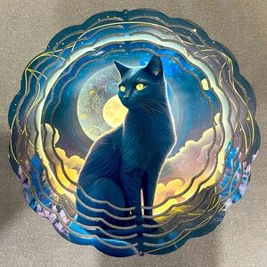 Black Cat in the Moonlight Wind Spinner - NEW